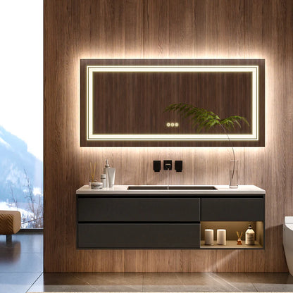 Large Rectangle LED Bathroom Mirror with Smart Features