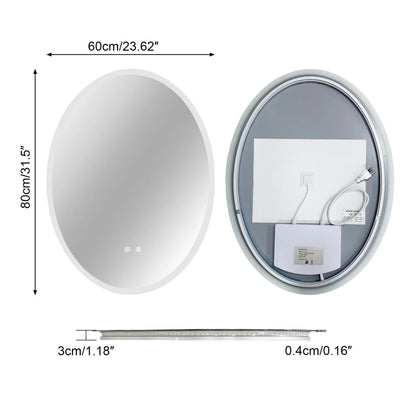 Oval LED Backlit Bathroom Mirror with Anti-Fog, Dimming & Memory