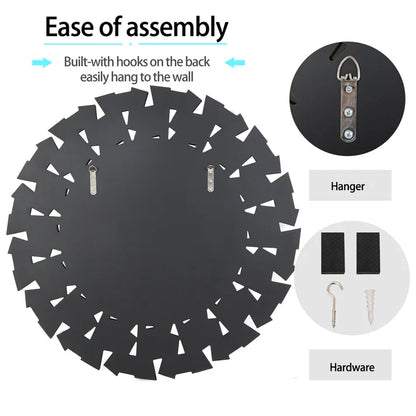 Round Wall Mounted Sunburst Silver Glass Bathroom Vanity Mirror