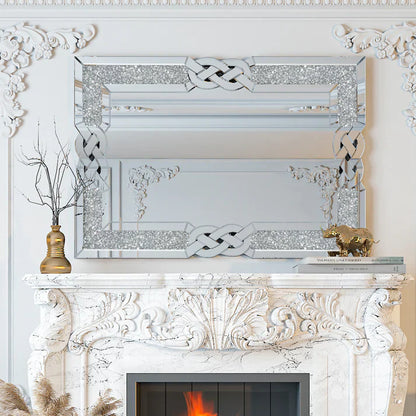 Rectangle Crystal Crushed Diamond Large Bathroom Mirror, 3 size available.