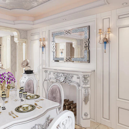 Rectangle Crystal Crushed Diamond Large Bathroom Mirror, 3 size available.