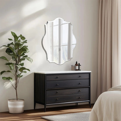 Minimalist Asymmetrical Frameless Bathroom Mirror – Beveled Edge Vanity Mirror for Bathroom, Hallway & Entryway