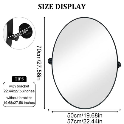 Black Oval Pivot Bathroom Mirror with Adjustable Tilt – 50 × 70 cm