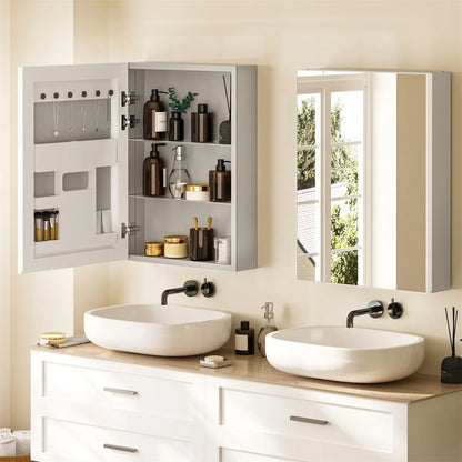 Bathroom Mirror Cabinet 500x700mm Single Door Open Vanity Storage Organizer, Silent Hinges