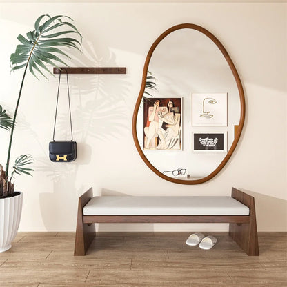 Large Irregular Bathroom Mirror – Decorative Accent Vanity Mirror with Solid Wood Frame for Living Room, Bedroom, Hallway & Dining Room