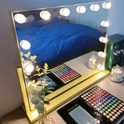 Large Hollywood Makeup Mirror with 14 LED Bulbs – Rechargeable or Plug-in