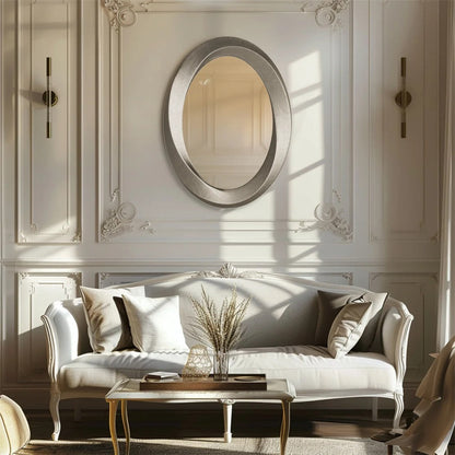 Antique Baroque Gold Oval Bathroom Mirror – Beveled Decorative Accent Mirror for Living Room, Bedroom & Entryway