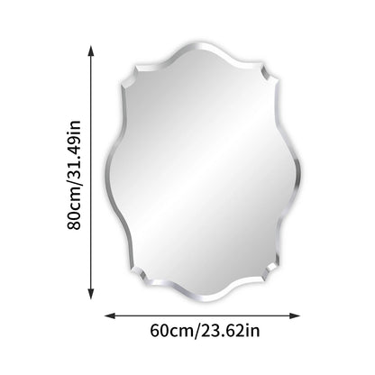Scalloped Frameless Bathroom Mirror – Polished Silver Beveled Edge Mirror for Bathroom, Bedroom, Vanity & Living Room