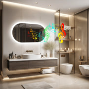 Oval Smart Bathroom Mirror with Bluetooth Speaker & Anti-Fog