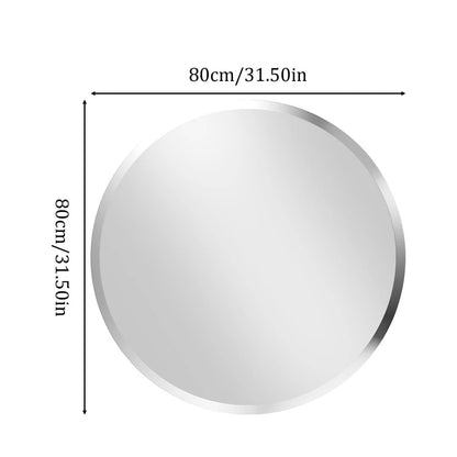 Frameless Round Bathroom Vanity Mirror – Circle Wall Decor Mirror with Polished Beveled Edge for Living Room