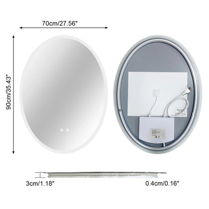 Oval LED Backlit Bathroom Mirror with Anti-Fog, Dimming & Memory