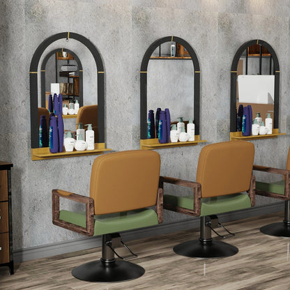 Modern Arched Bathroom Mirror with Shelf – 20x30" Gold Decorative Mirror for Entryway & Living Room