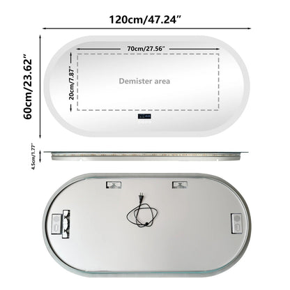 Oval Smart LED Bathroom Mirror with Bluetooth Speaker – Touch Sensor & Anti-Fog Design