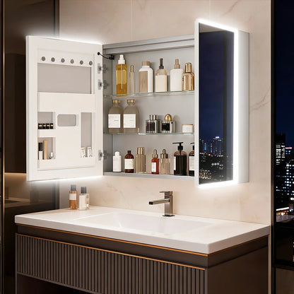 2026 New Luxury LED Bathroom Mirror Cabinet with Bluetooth Dual Speakers