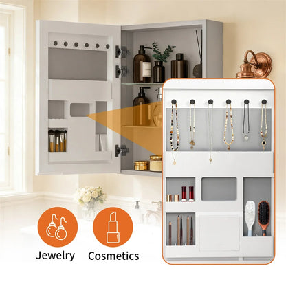 Bathroom Mirror Cabinet 500x700mm Single Door Open Vanity Storage Organizer, Silent Hinges