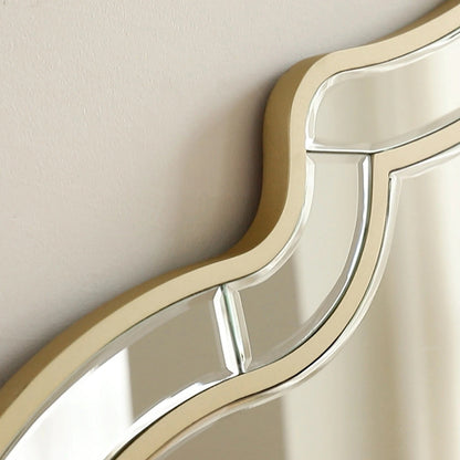 Large Gold Bathroom Mirror with Glass Frame – Modern Accent Mirror with Golden Rim for Living Room & Hallway Decor