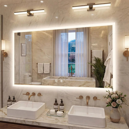 Large Backlit Rectangle Bathroom Mirror with Touch Sensor & Anti-Fog Function
