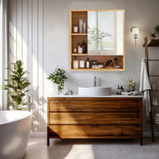 Bamboo Bathroom Mirror Cabinet with Adjustable Shelves – 22x24"