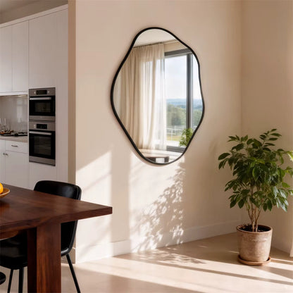 Irregular Wall Mirror with Black Aluminium Frame – 3 Sizes