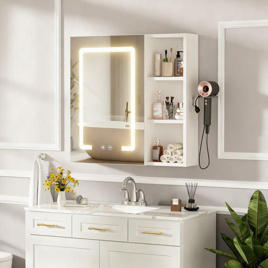 Bathroom Cabinet with Anti-fog LED Mirror With Hairdryer Smart Storage, UK01