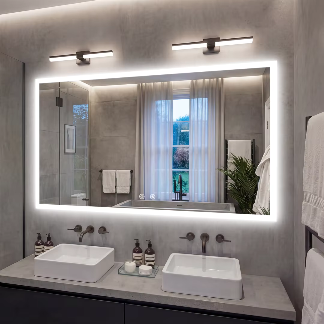 Large Backlit Rectangle Bathroom Mirror with Touch Sensor & Anti-Fog Function