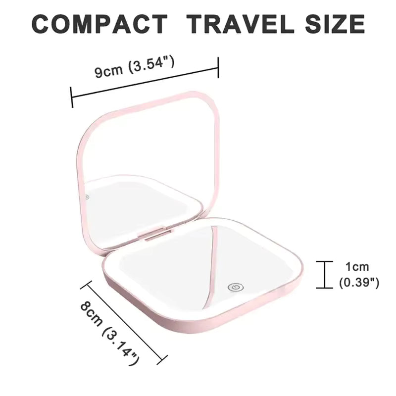 LED Travel Makeup Mirror with 10X Magnification & 3-Colour Lighting