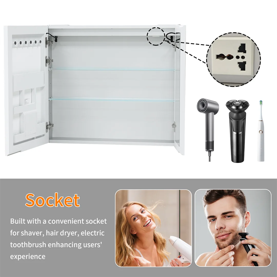 2026 New Luxury LED Bathroom Mirror Cabinet with Bluetooth Dual Speakers