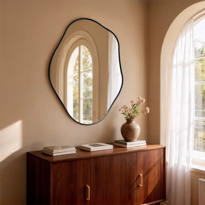 Irregular Wall Mirror with Black Aluminium Frame – 3 Sizes