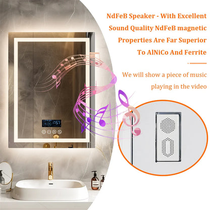 LED Bathroom Mirror with Bluetooth Speaker- Anti-Fog