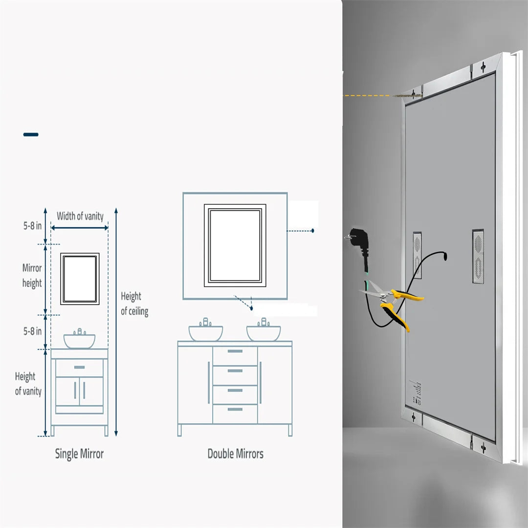 LED Bathroom Mirror with Bluetooth Speaker- Anti-Fog