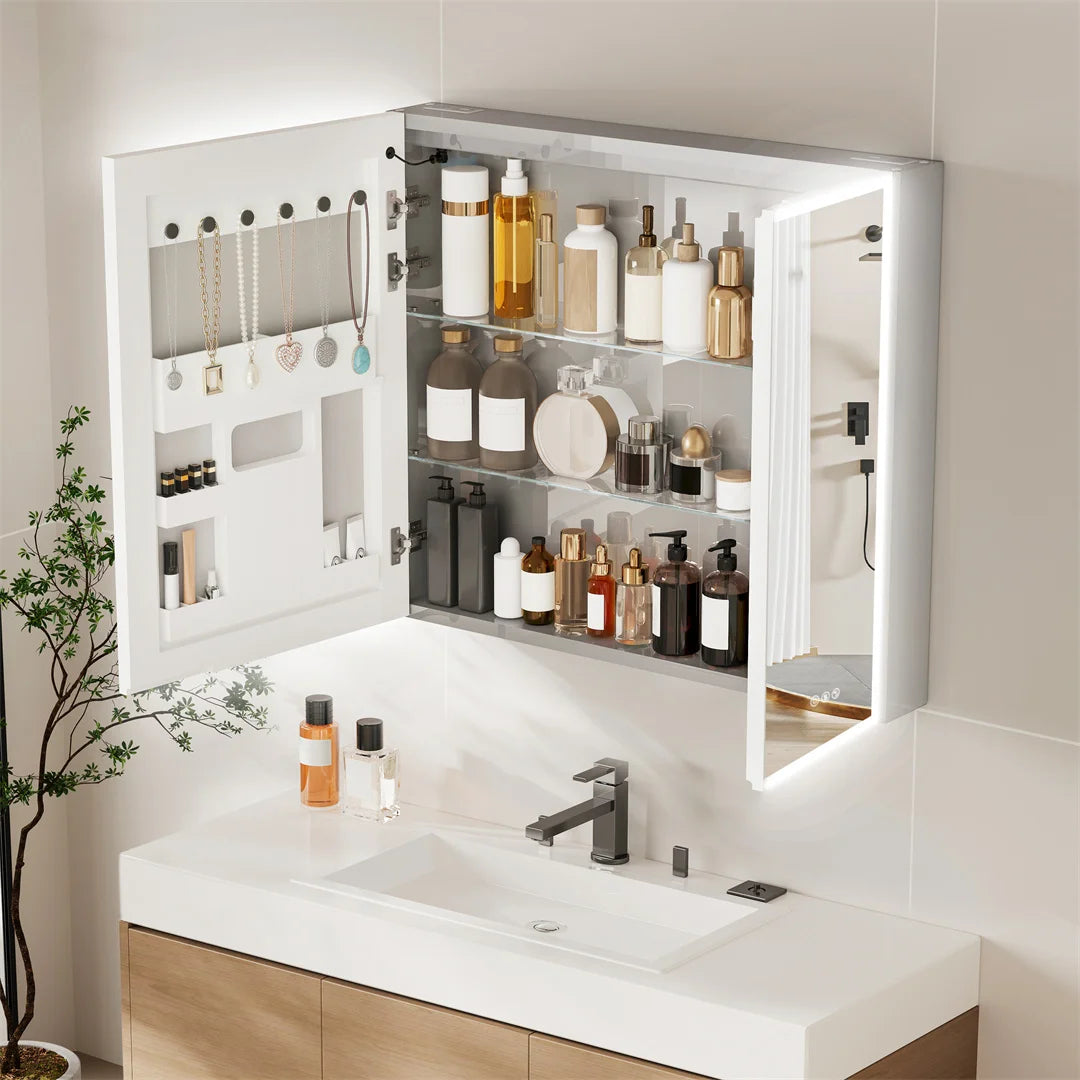 2026 New Luxury LED Bathroom Mirror Cabinet with Bluetooth Dual Speakers