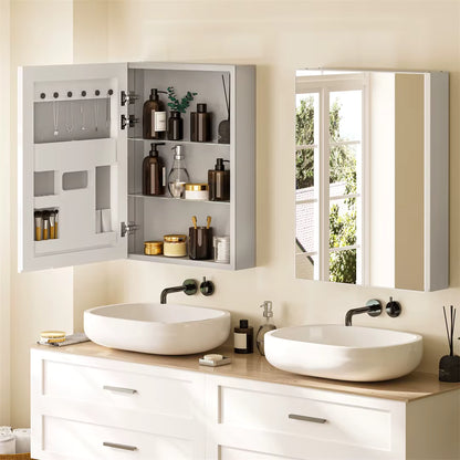 Bathroom Mirror Cabinet 500x700mm Single Door Open Vanity Storage Organizer, Silent Hinges