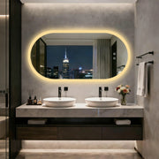 Long Oval Backlit Bathroom Mirror with Memory Function