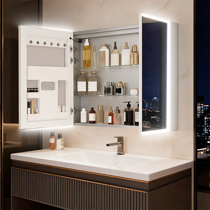 2026 New Luxury LED Bathroom Mirror Cabinet with Bluetooth Dual Speakers