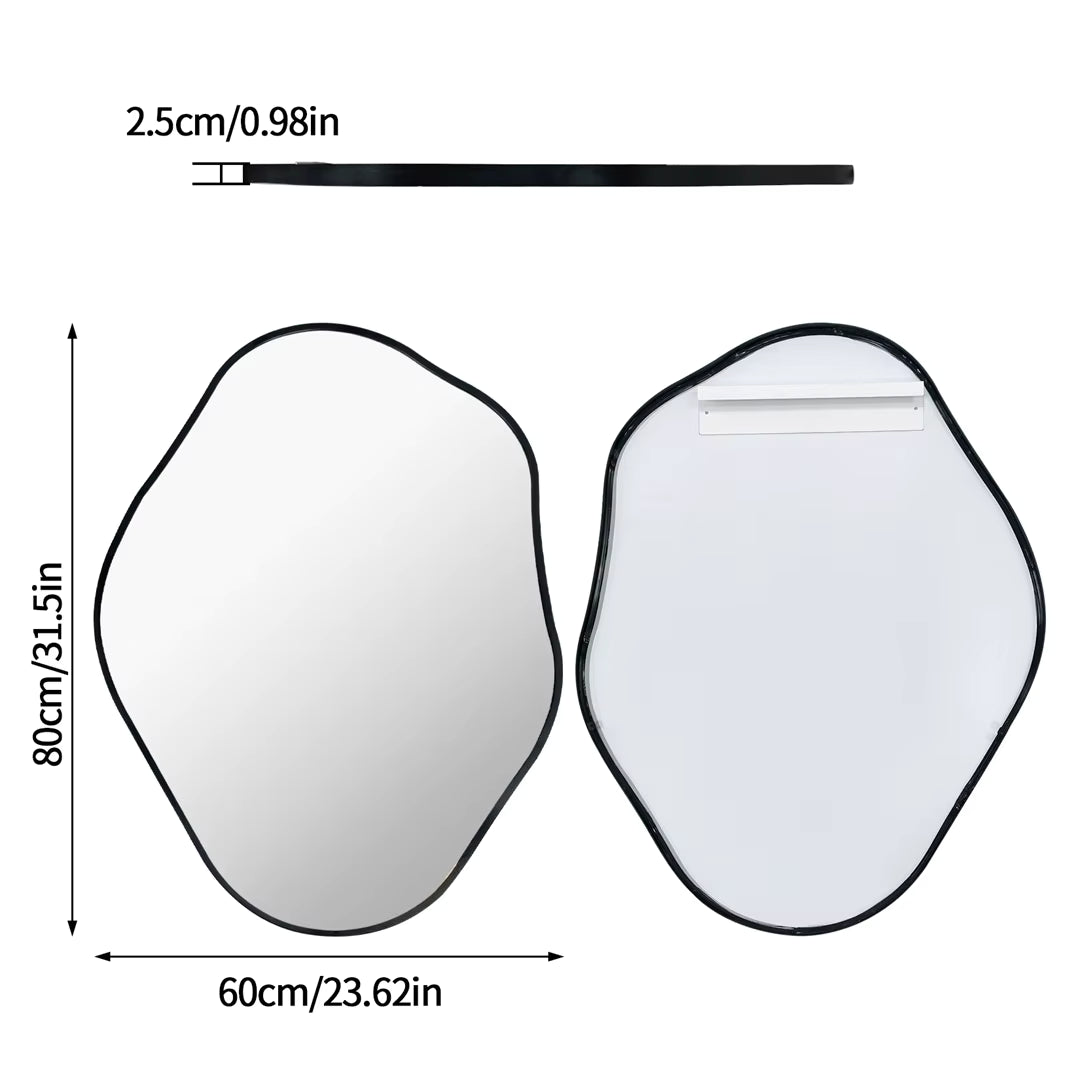 Irregular Wall Mirror with Black Aluminium Frame – 3 Sizes