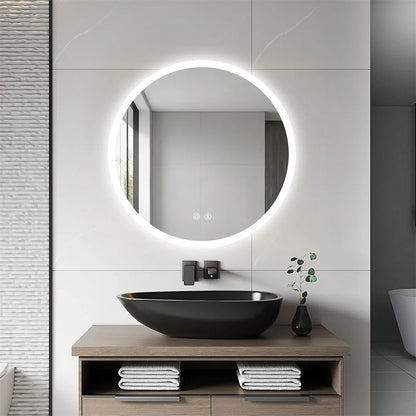 Backlit Round LED Bathroom Mirror, Dimmable Anti-Fog Waterproof Vanity Mirror