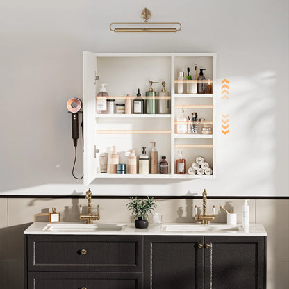 Bathroom Cabinet with Anti-fog LED Mirror With Hairdryer Smart Storage, UK01