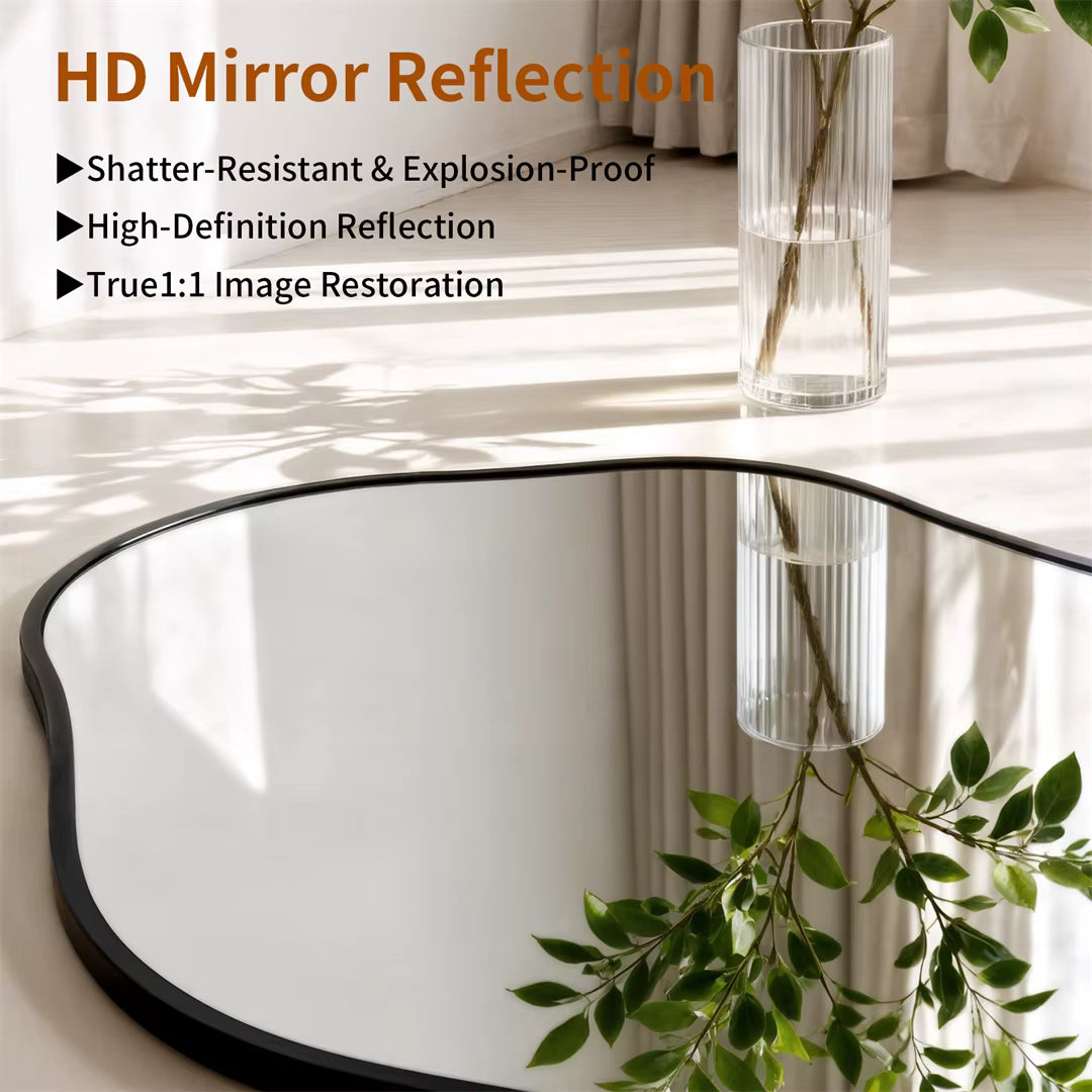 Irregular Wall Mirror with Black Aluminium Frame – 3 Sizes