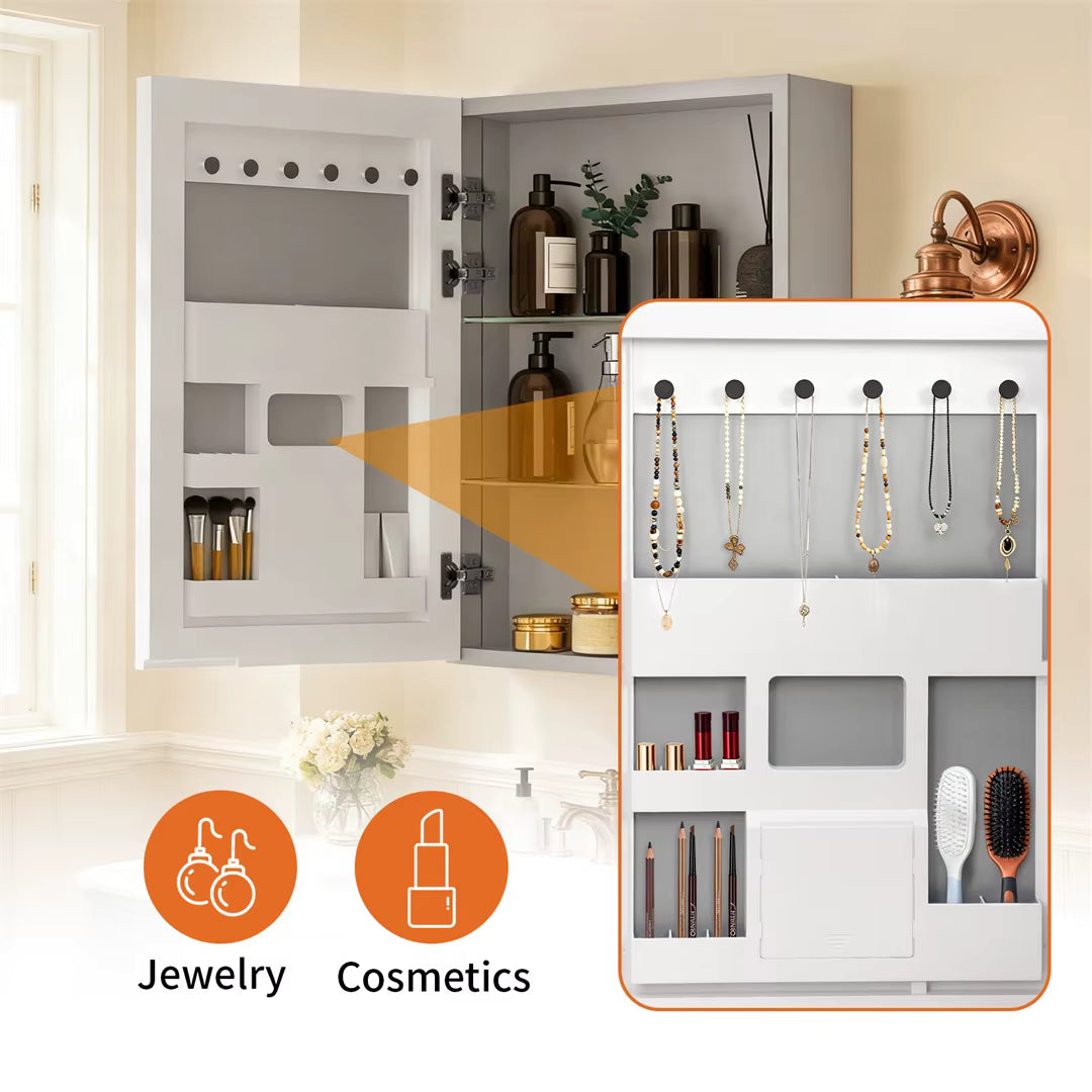 Bathroom Mirror Cabinet 500x700mm Single Door Open Vanity Storage Organizer, Silent Hinges