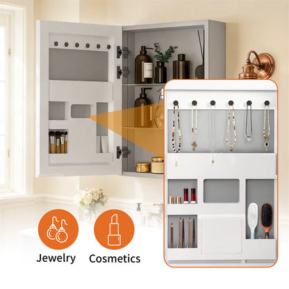 Bathroom Mirror Cabinet 500x700mm Single Door Open Vanity Storage Organizer, Silent Hinges