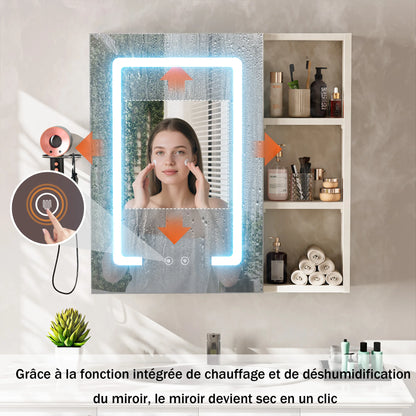 Bathroom Cabinet with Anti-fog LED Mirror With Hairdryer Smart Storage, UK01