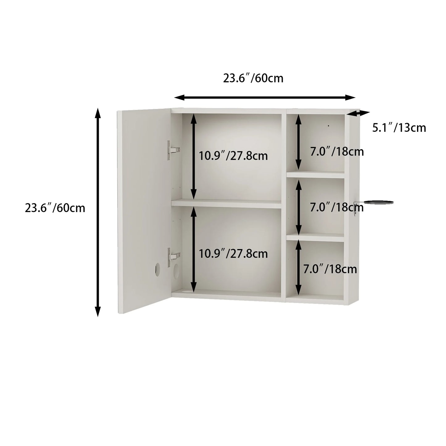 Bathroom Cabinet with Anti-fog LED Mirror With Hairdryer Smart Storage, UK01