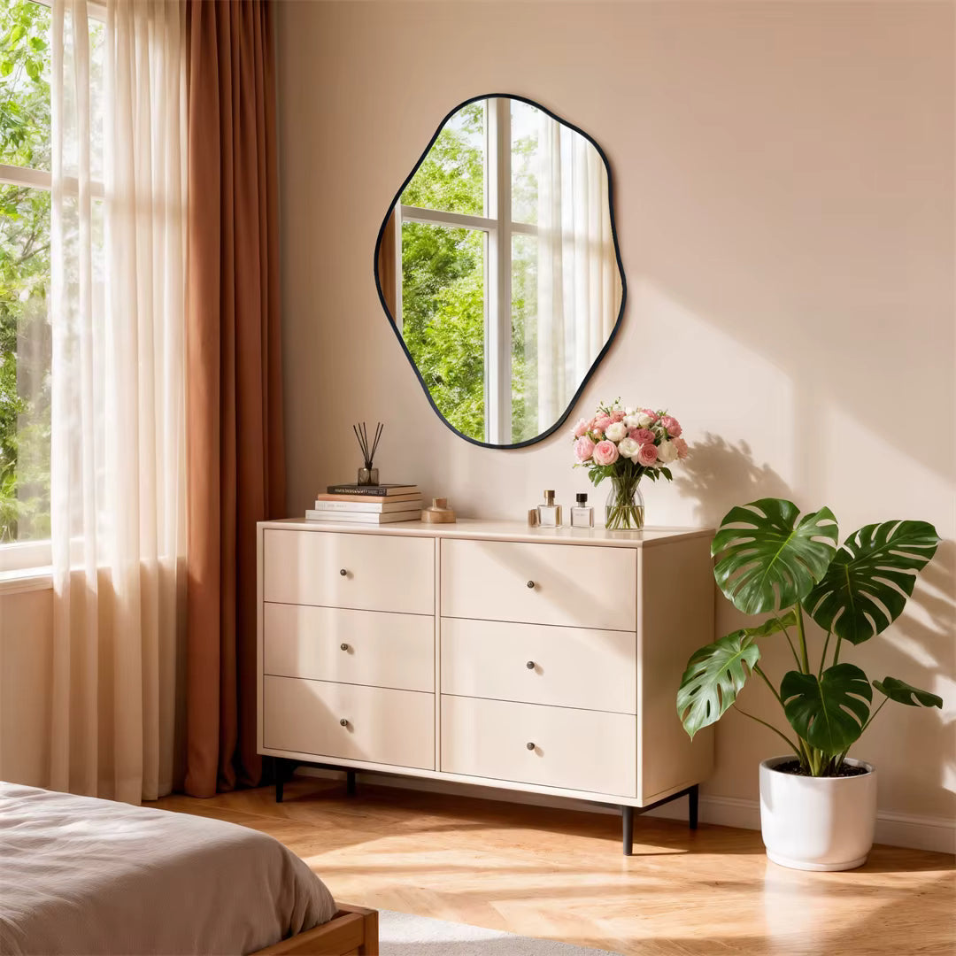 Irregular Wall Mirror with Black Aluminium Frame – 3 Sizes