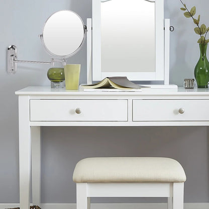 Round Wall-Mounted Magnifying Mirror with Extendable Arm – 5X or 10X