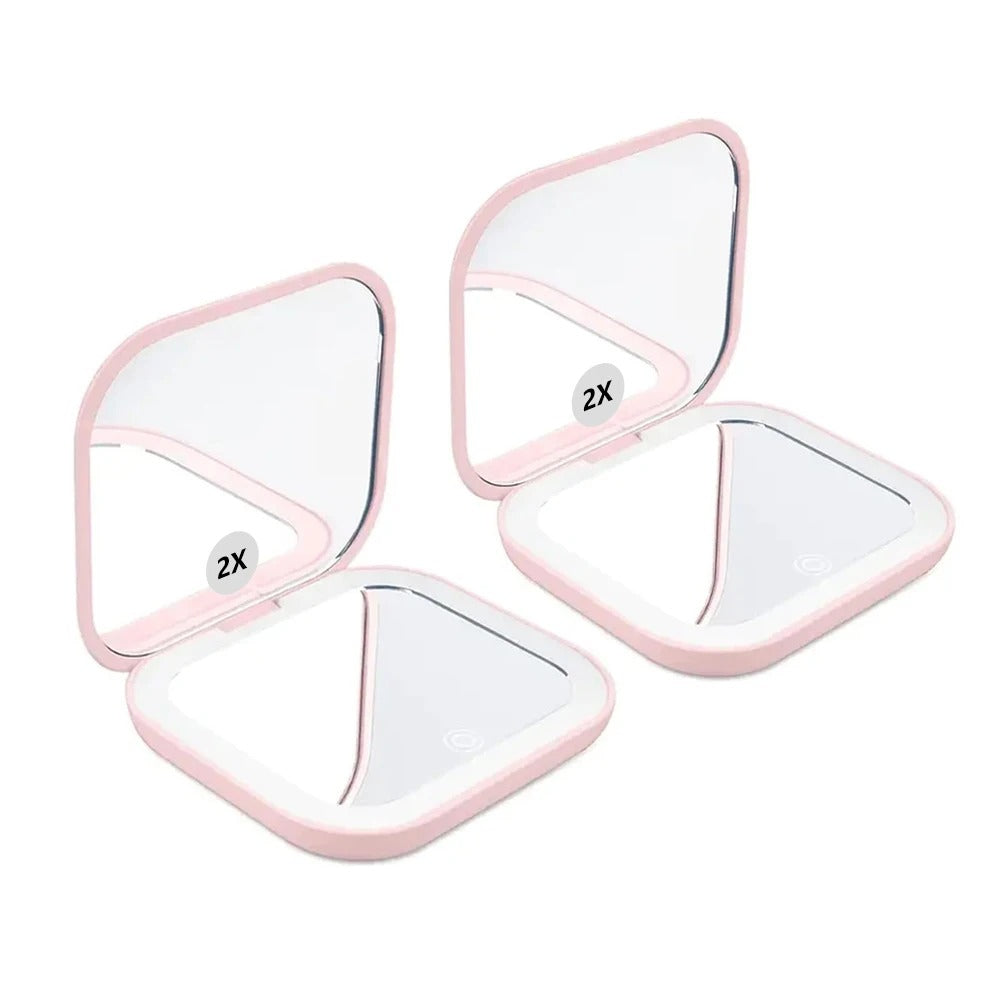 LED Travel Makeup Mirror with 10X Magnification & 3-Colour Lighting
