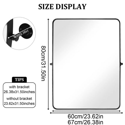 Black Rectangular Pivot Bathroom Mirror with Adjustable Tilt – 2 Sizes