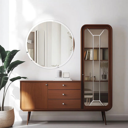 Frameless Round Bathroom Vanity Mirror – Circle Wall Decor Mirror with Polished Beveled Edge for Living Room