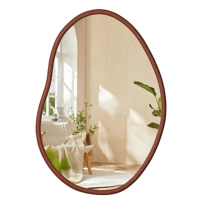 Large Irregular Bathroom Mirror – Decorative Accent Vanity Mirror with Solid Wood Frame for Living Room, Bedroom, Hallway & Dining Room