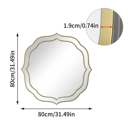 Modern Decorative Bathroom Mirror – Venetian-Style Silver Glass Mirror with Golden Rim & Beveled Frame for Bedroom & Hallway
