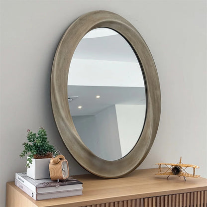 Antique Baroque Gold Oval Bathroom Mirror – Beveled Decorative Accent Mirror for Living Room, Bedroom & Entryway